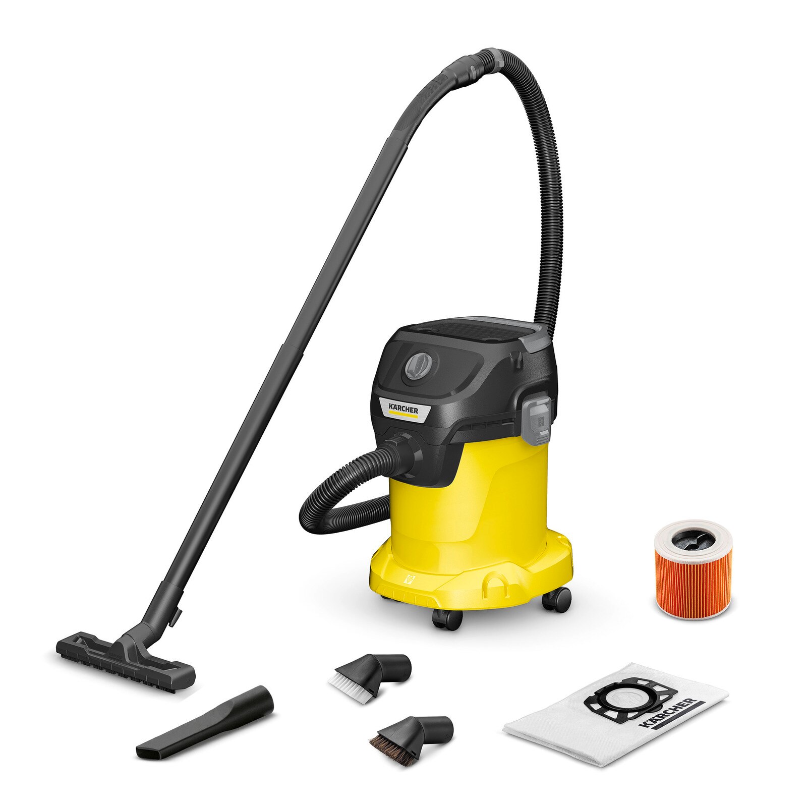 Aspirator, Karcher, WD 3 V-17/4/20, 1000W, Rezervor 17l, Cablu 4m, Furtun aspiratie 2m, Negru/Galben