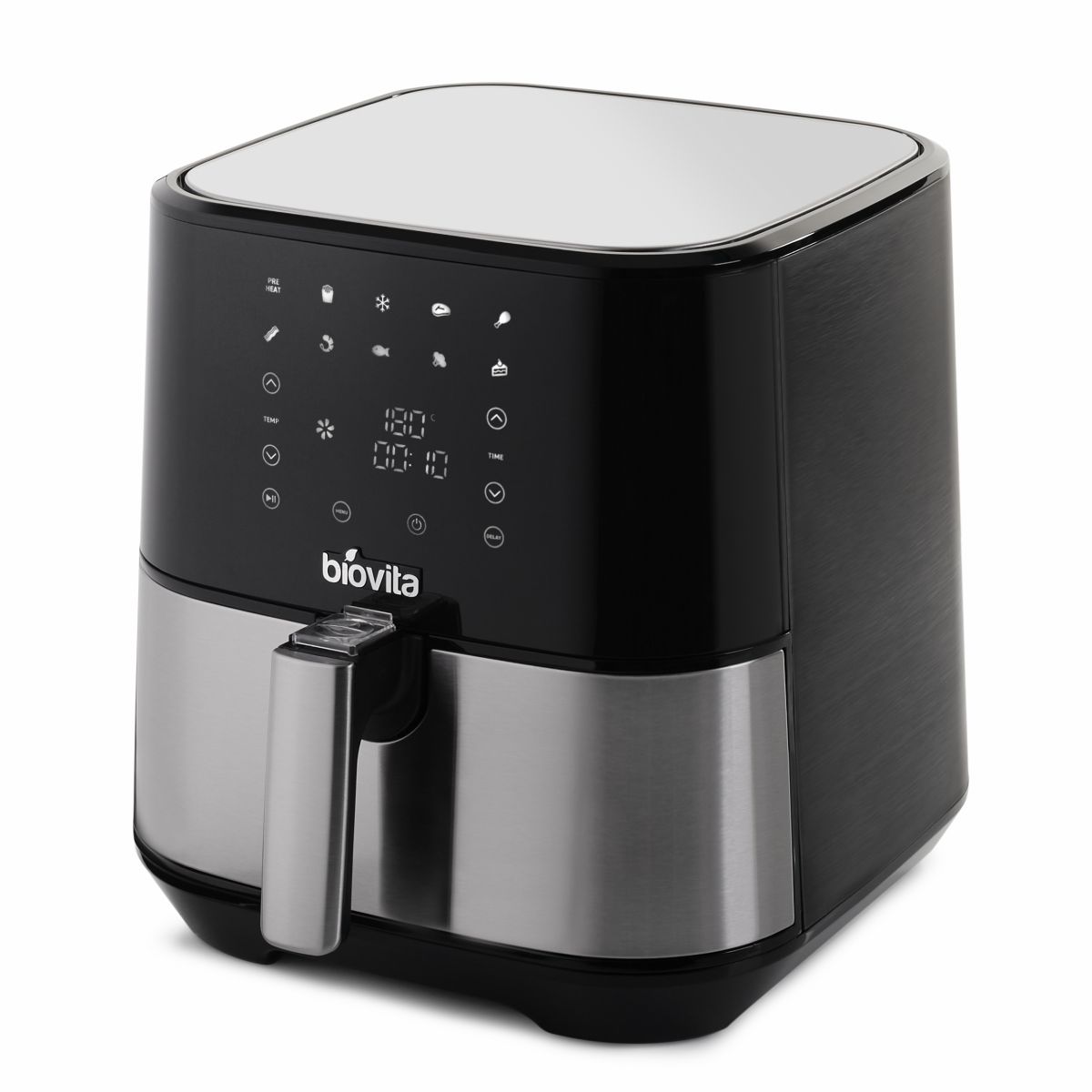 Friteuza cu Aer Cald / Air Fryer, Digitala, 5.5 Litri, 1700W, 9 Programe, Biovita AirFry-XL, Neagra