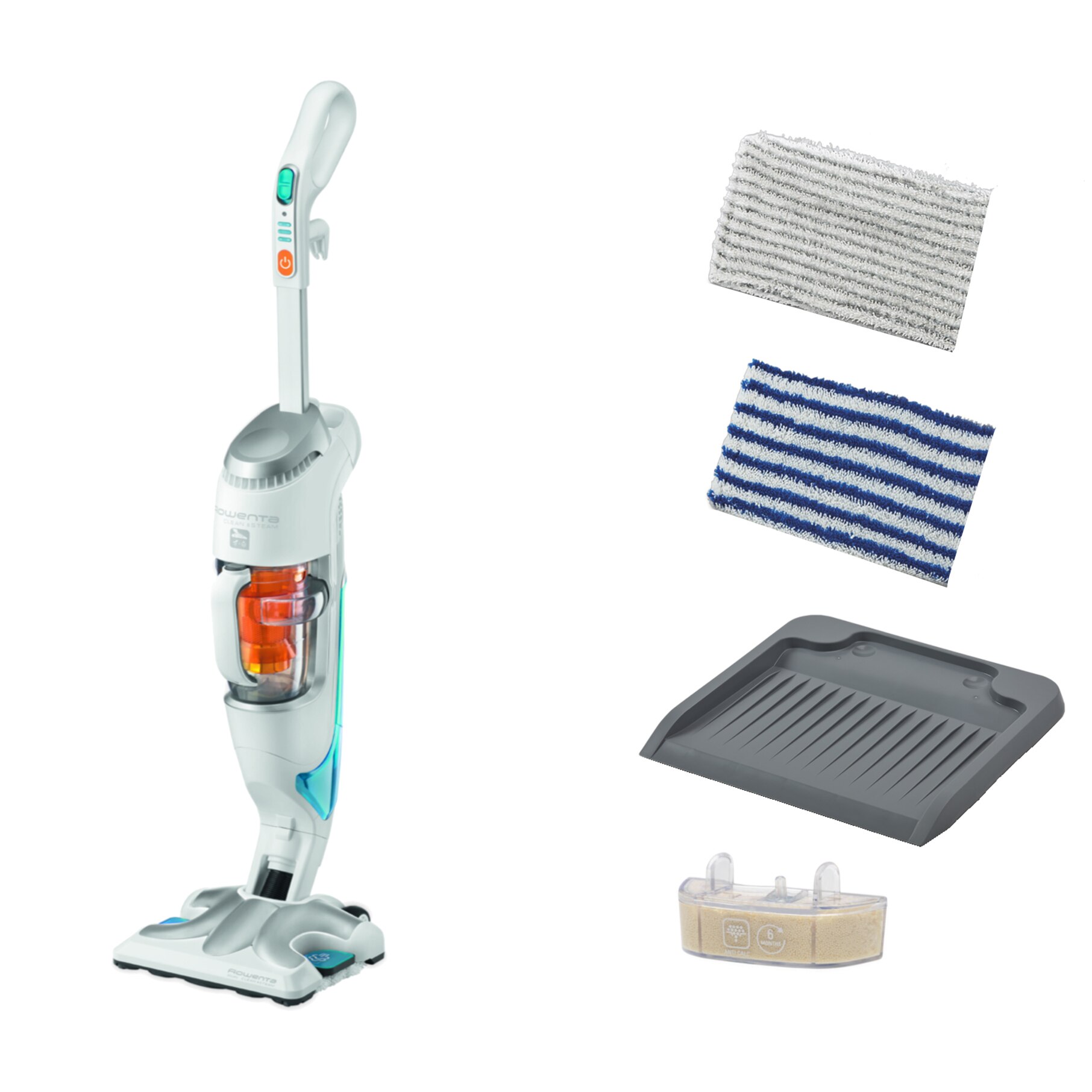 Aparat de curatat cu abur Rowenta Clean&Steam RY7557WH, 1700 W, rezervor apa 0.7 L, Filtru anticalcar, Reglaj abur, Alb