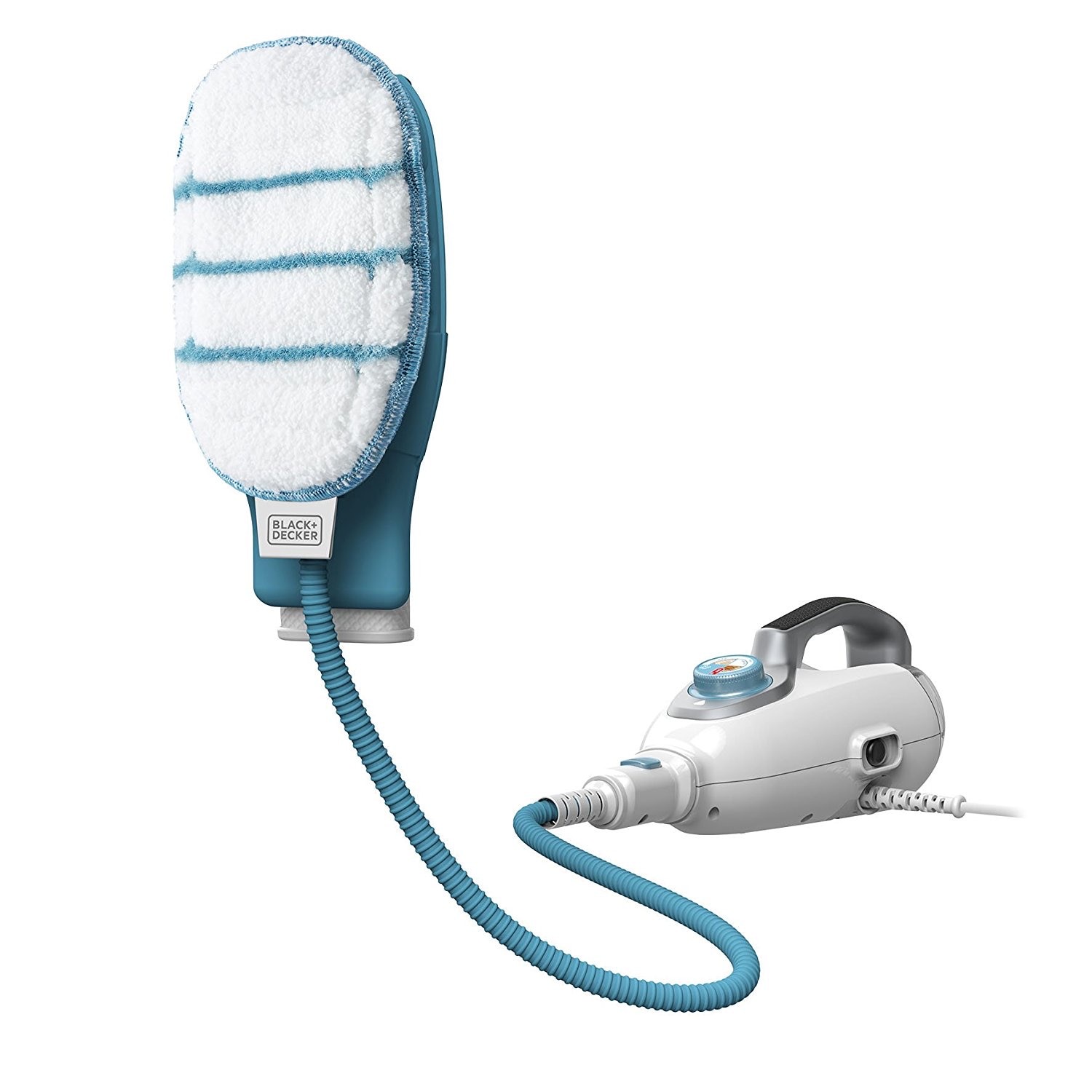 Aparat de curatat cu aburi Black & Decker FSMH1351SM, 9 in 1, 1300W, 0.5L, autonomie 10 - 20 min, SteaMitt, 2 pad-uri, Alb/Albastru