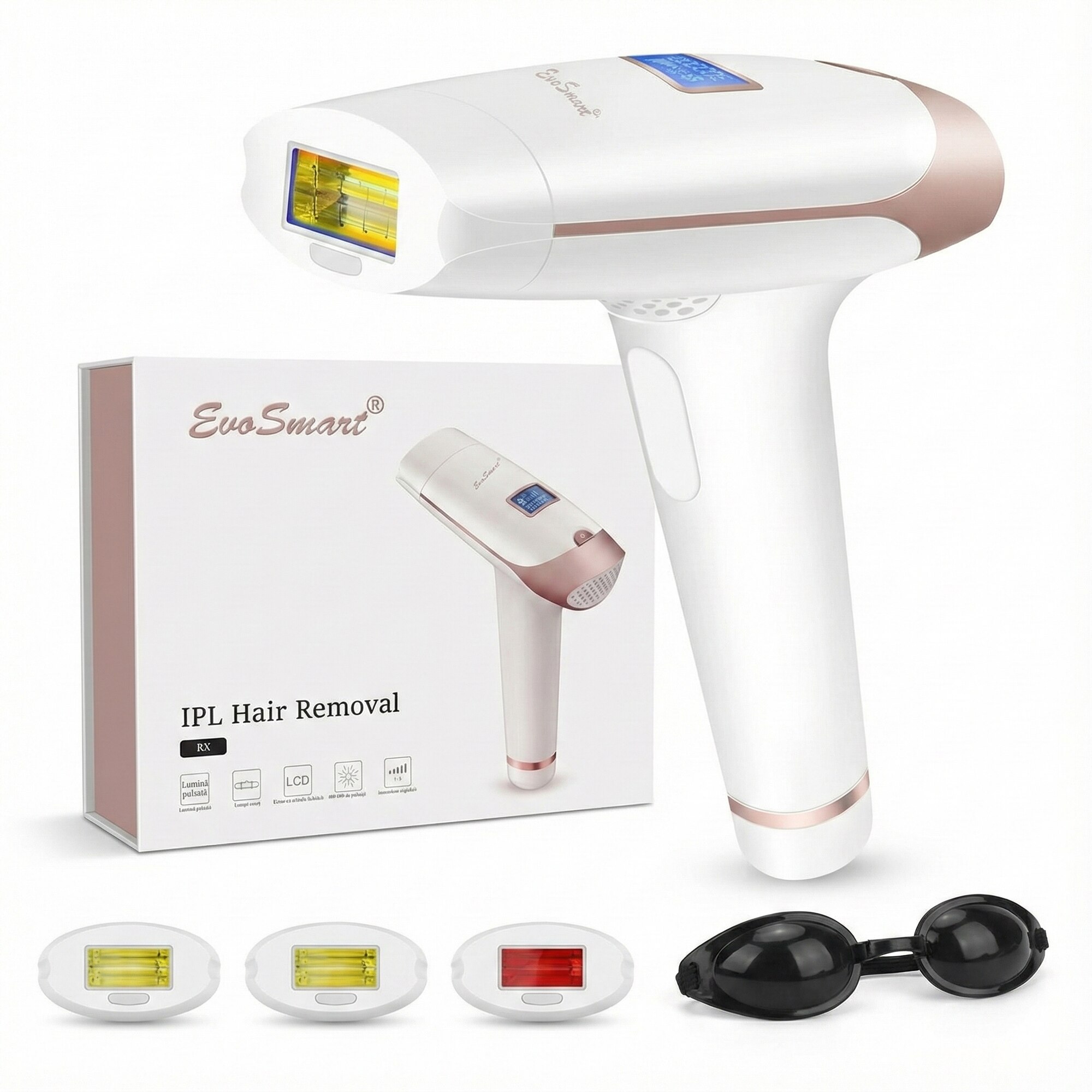 Epilator IPL EvoSmart™ RX-700K, Pentru Epilare Definitiva Fara Durere, Tehnologie IPL, 5 Trepte De Intensitate, Pentru Femei Si Barbati, Senzor Piele SmartSkin, Mod Automat, Cu Afisaj, 700.000 de Pulsatii