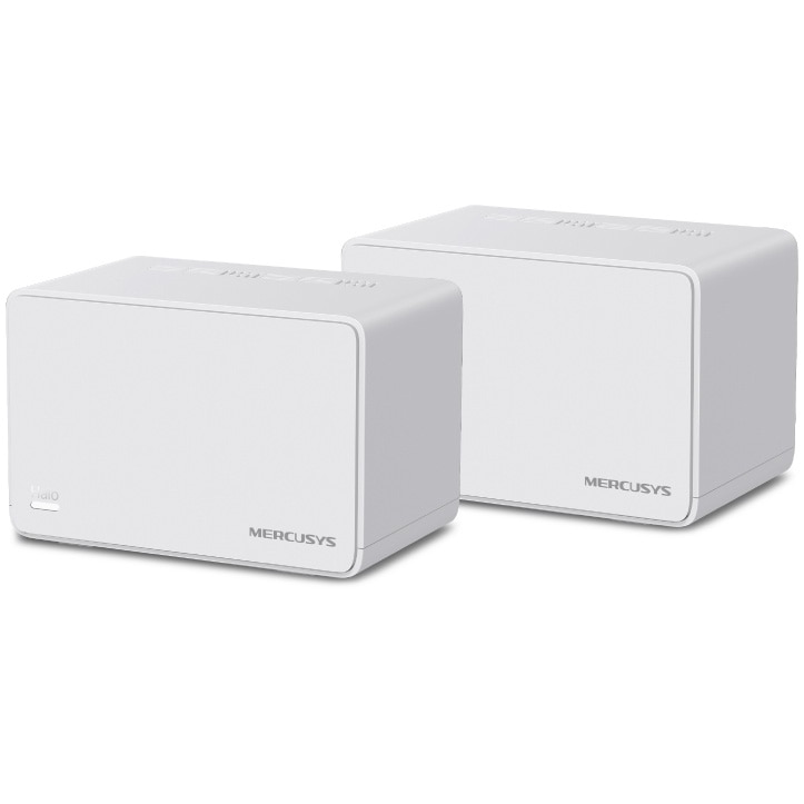 Sistem Mesh Wi-Fi Mercusys Halo H80X(2-pack), AX3000, Dual-Band, Wi-Fi 6, cu acoperire completa pentru casa, Seamless Roaming, Control Parental