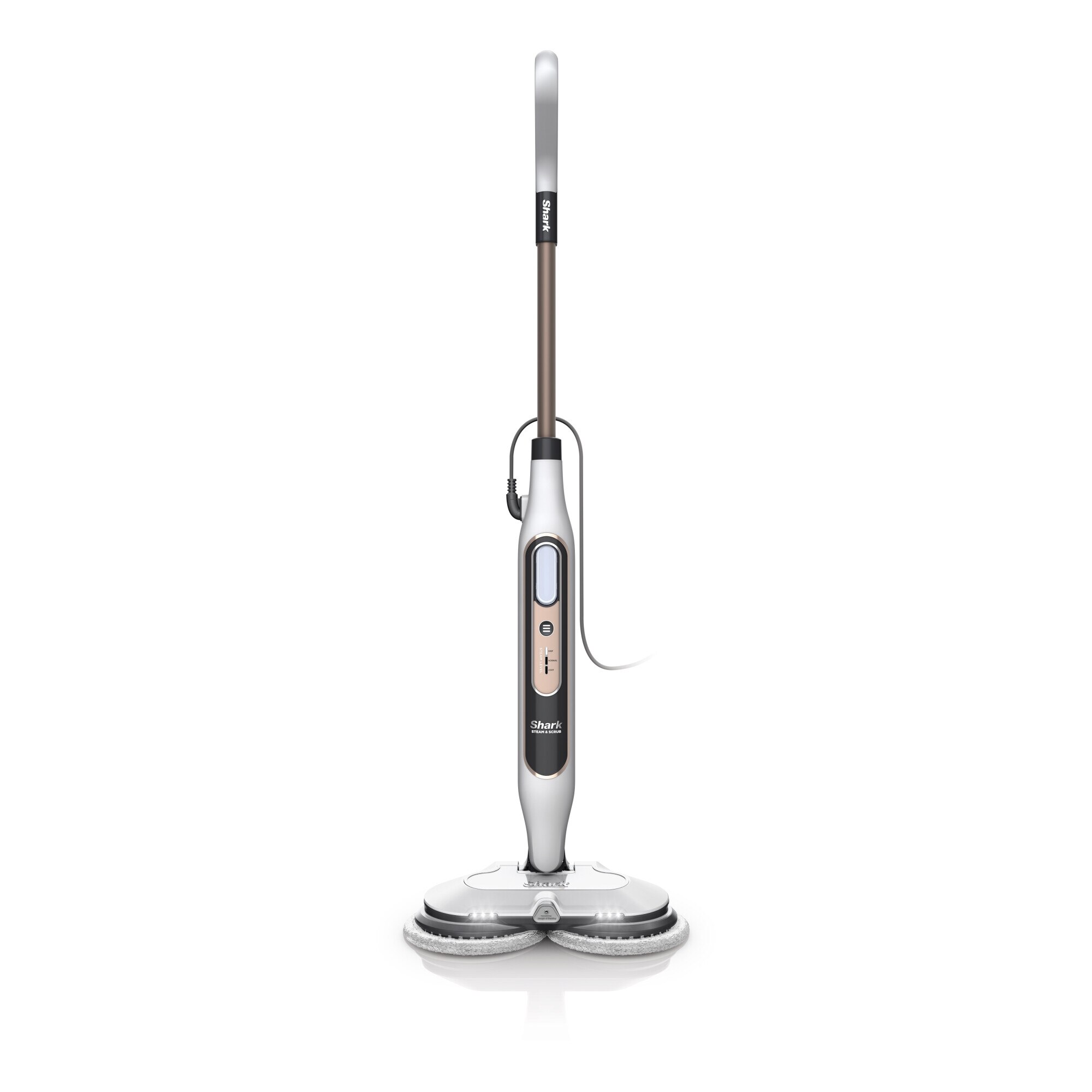Steam Mop, Shark S8201EU automat cu abur si curatare, 2 placute rotative, 3 setari de abur, igienizeaza, indeparteaza petele si murdaria, podelele dure, Alb/Gri