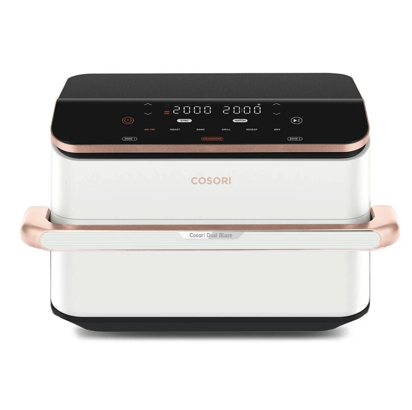 Friteuza cu Aer Cald Cosori Dual Blaze TwinFry, 2800 W, 10 litri (5+5), 6 programe prestabilite, 35°–240°C, compatibil Vesync, Alb