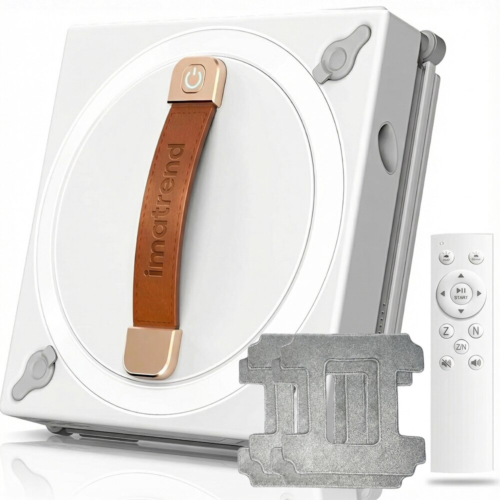Robot Curatare Geamuri, IMA Trend®, Robot Spalat Geamuri cu Aplicatie Tuya, Detectare Automata a Marginilor, Pulverizare Ultrasonica, Control prin Aplicatie si Telecomanda, 3 Moduri de Curatare, Rezervor Dublu 60 ml, 2700 Pa, 72 W, UPS 30 Minute, Alb