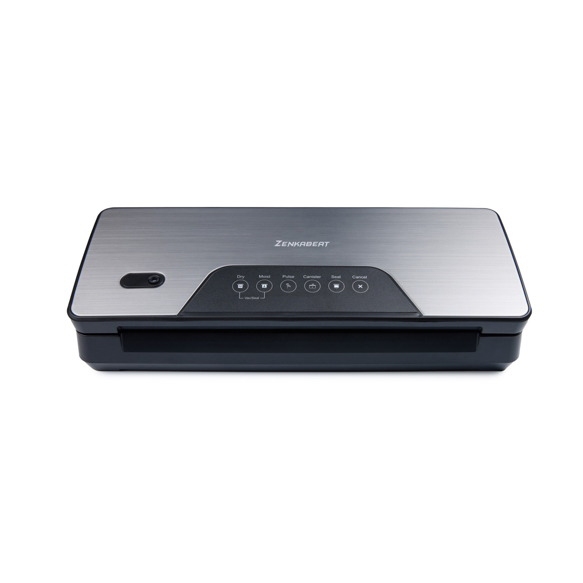 Aparat de vidat alimente Zenkabeat EasyVac ZVS26 Pro, 130W, 80 kPa, 5 Functii Vidare Umed/Uscat/Soft, Panou Touch, Cutter Incorporat, Bara Lipire 30cm, Rola si Pungi Incluse, Furtun Vidare Caserole, Negru