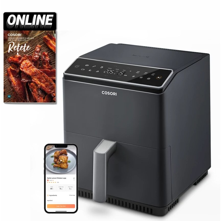 Friteuza cu aer cald COSORI Dual Blaze Pro CAF-P681S-KEUR, 6.4l, 1700 W Gri inchis
