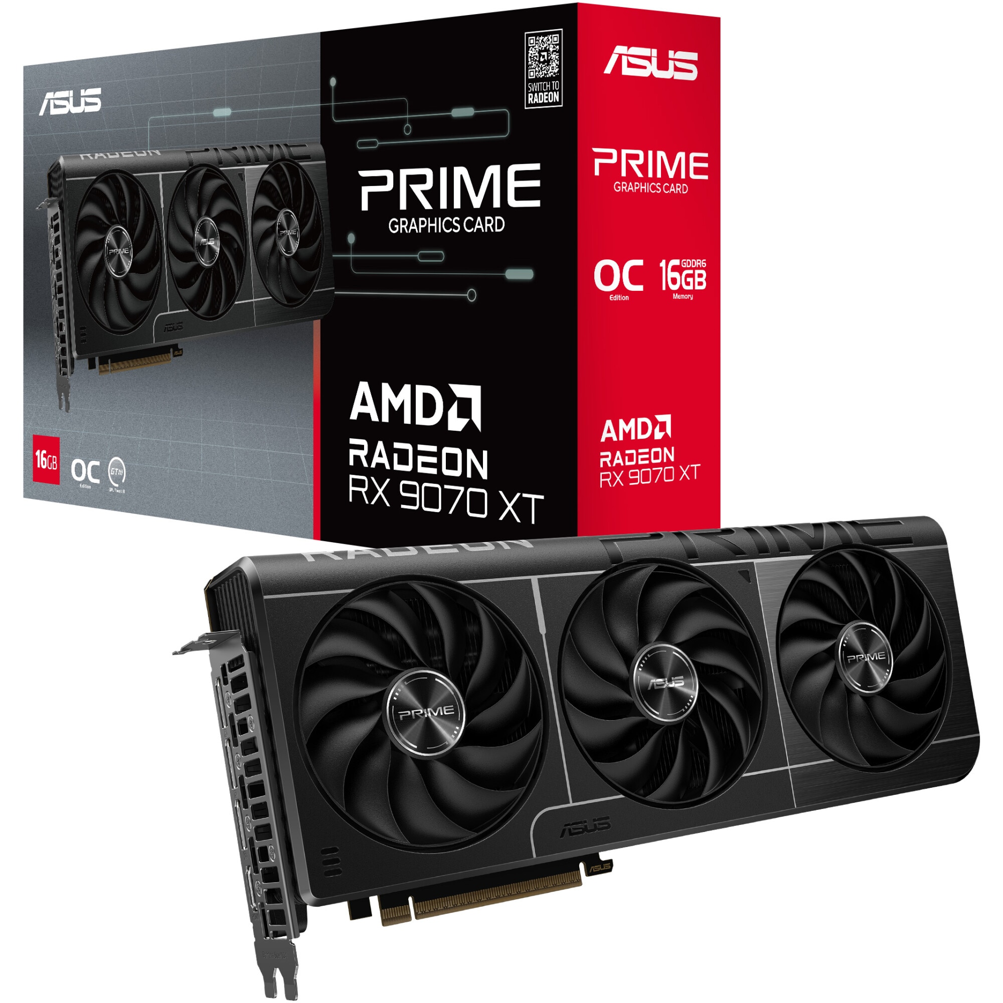 ASUS Prime AMD Radeon™ RX 9070 XT OC, 16GB GDDR6, 256-bit