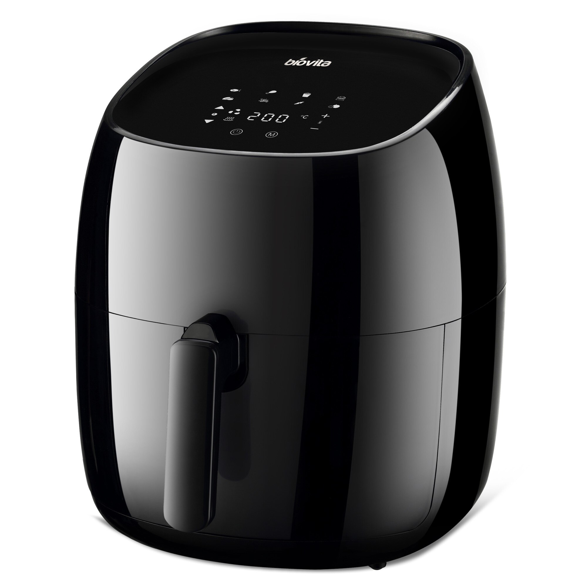 Friteuza cu Aer Cald / Air Fryer, Digitala, 5.5 Litri, 1800W, 8 Programe, Biovita Brava-XL, Neagra