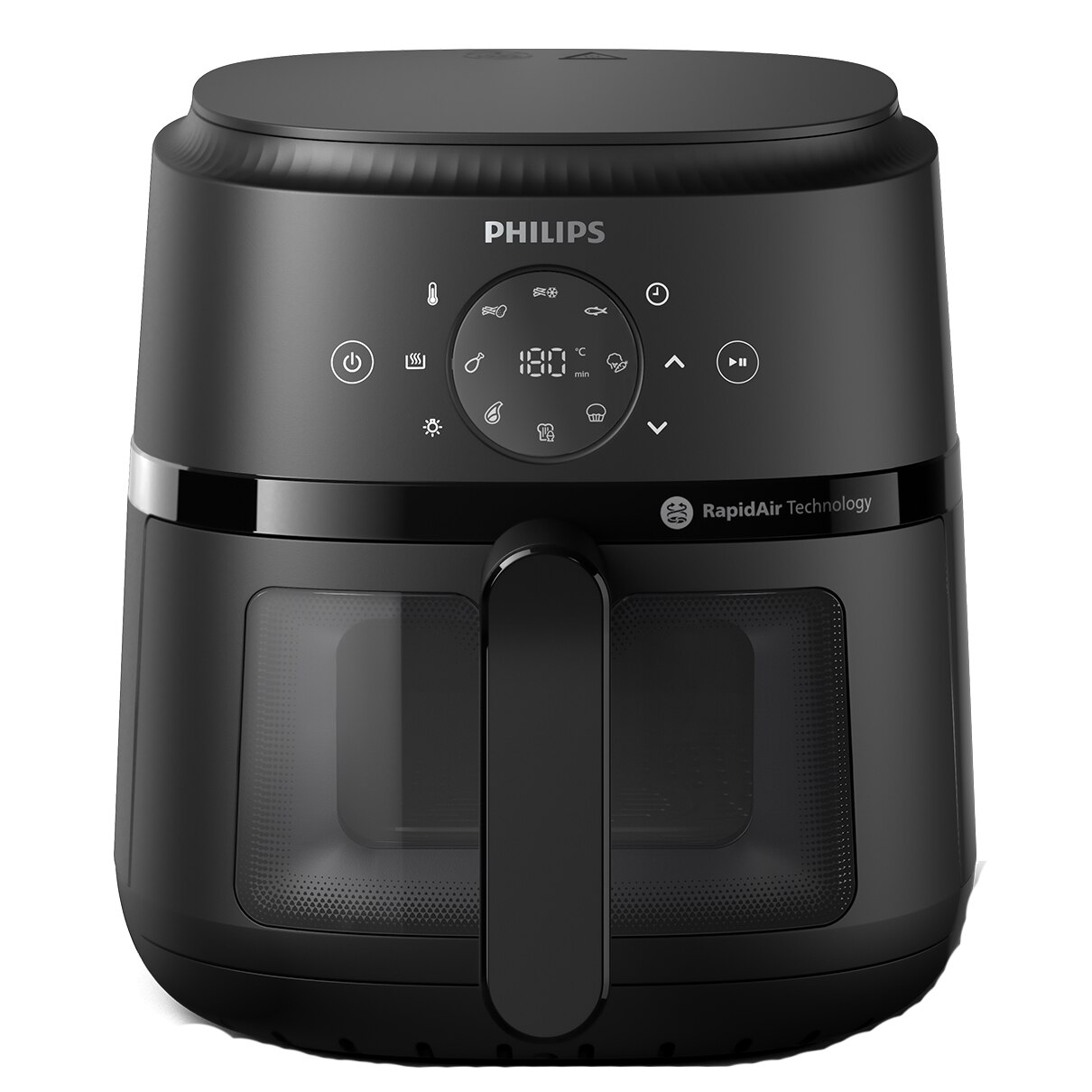 Friteuza fara ulei Philips NA220/00 Seria 2000, 4.2 l, 13 metode de gatit, Fereastra de gatit, Ecran tactil, Tehnologie RapidAir, Controlul timpului pana la 60 min, negru