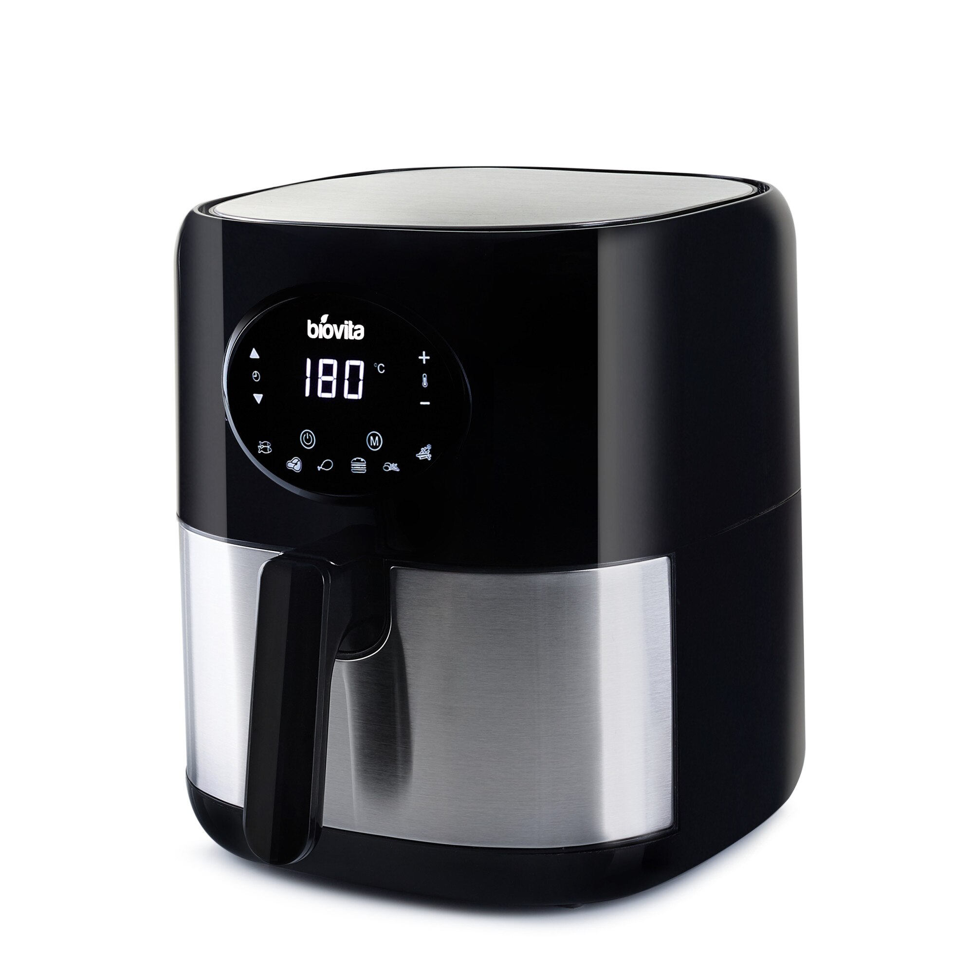 Friteuza cu Aer Cald / Air Fryer, Digitala, 3.6 Litri, 1250W, 6 Programe, Biovita Brava-M, Neagra