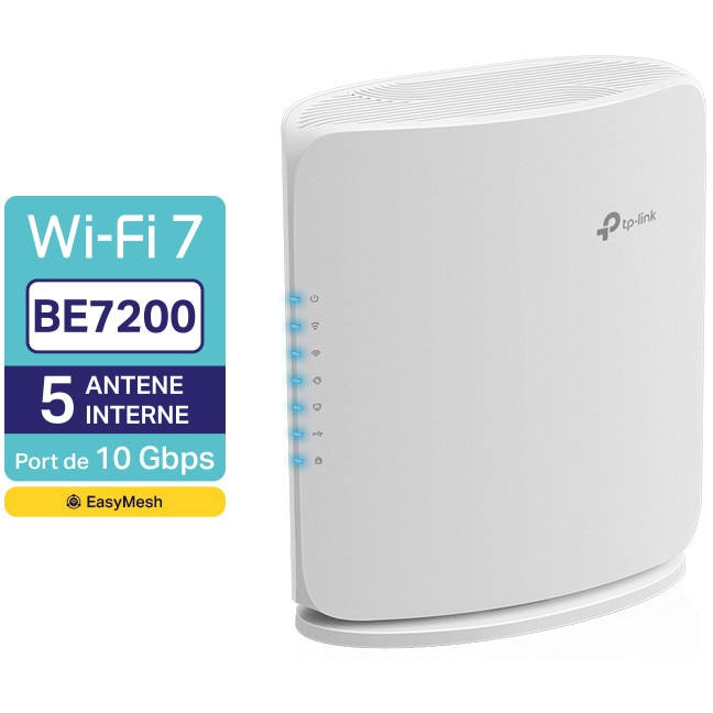 Router Wireless TP-Link Archer BE450, BE7200, Dual-Band, Wi-Fi 7, MLO, Port 10G, Port 2.5G, port USB 3.0, HomeShield, EasyMesh