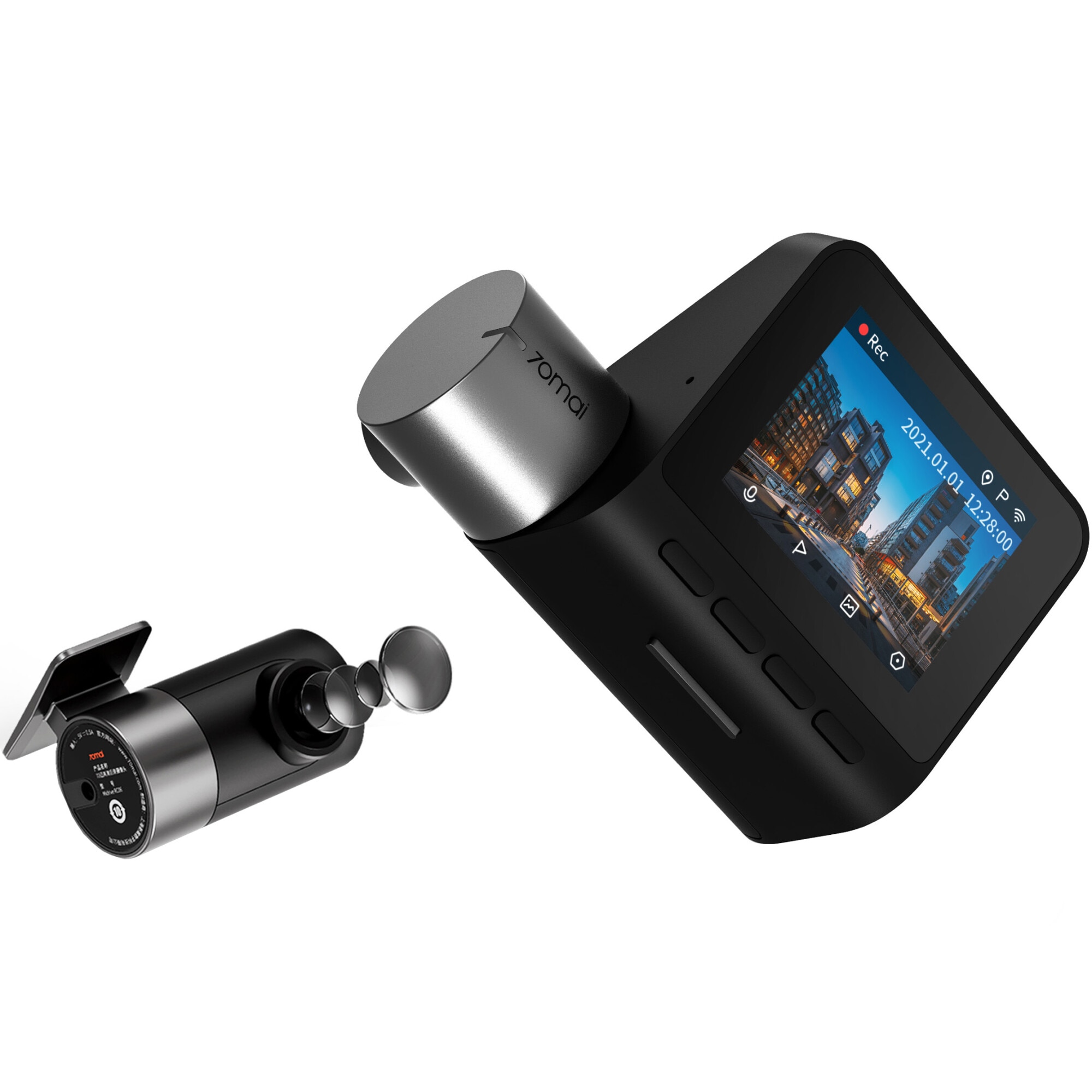 Cameră auto DVR 70mai A500S Dash Cam Pro Plus, 2.7K 1944p, IPS 2.0", FOV 140°, ADAS, GPS, night vision, Wi-Fi + cameră spate 70mai RC06 Full HD 30 fps, unghi 130°