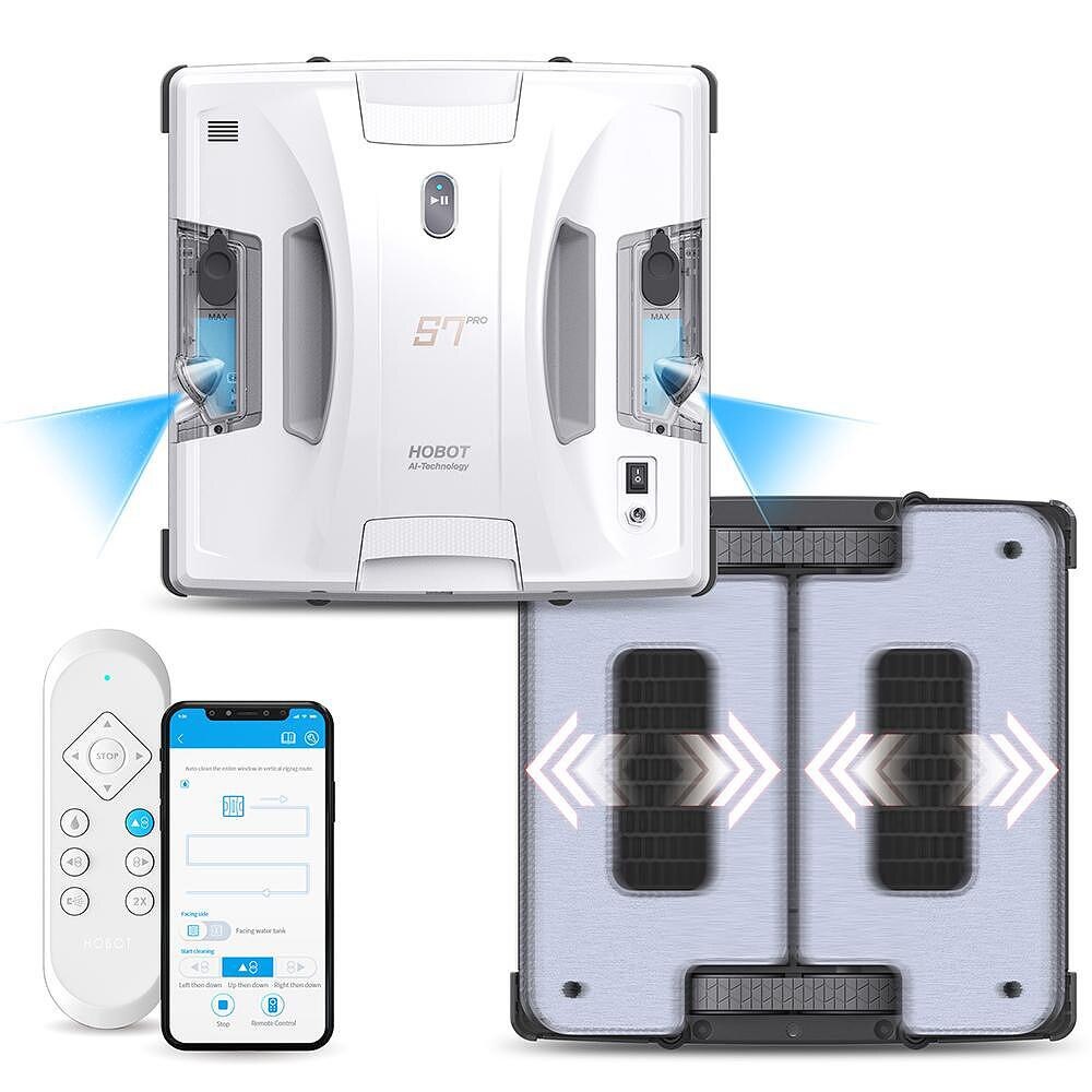 Robot autonom curatare geamuri cu 2 pulverizatoare HOBOT S7 Pro, Patentat mopuri cu vibratii duble, Aplicatie mobila